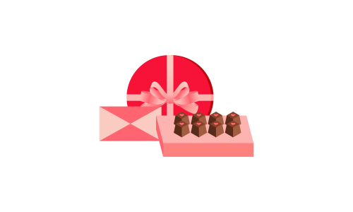 Valentine chocolate gift pack. Sweet romantic gift for valentine day