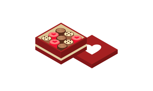 Valentine chocolate gift pack. Sweet romantic gift for valentine day