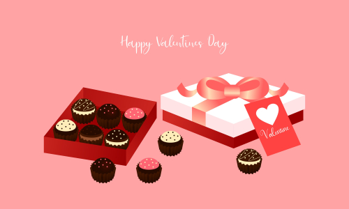 Valentine chocolate gift pack. Sweet romantic gift for valentine day
