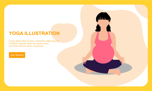 Flat design women's meditation pose yoga illustration vector