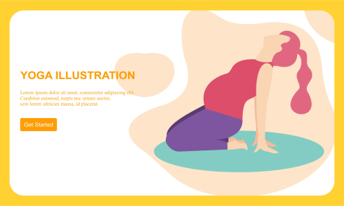 Flat design women's meditation pose yoga illustration vector