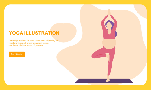 Flat design women's meditation pose yoga illustration vector