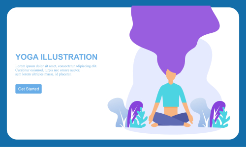 Flat design women's meditation pose yoga illustration vector