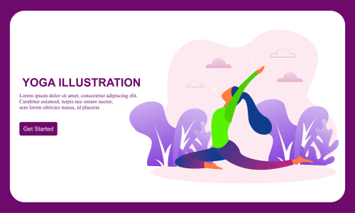 Flat design women's meditation pose yoga illustration vector