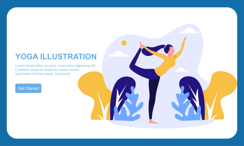 Flat design women's meditation pose yoga illustration vector