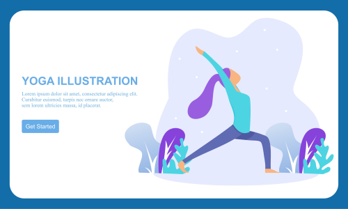 Flat design women's meditation pose yoga illustration vector