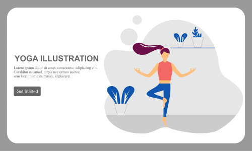 Flat design women's meditation pose yoga illustration vector