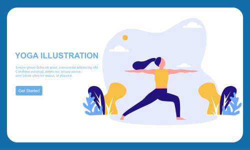 Flat design women's meditation pose yoga illustration vector