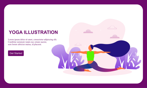 Flat design women's meditation pose yoga illustration vector