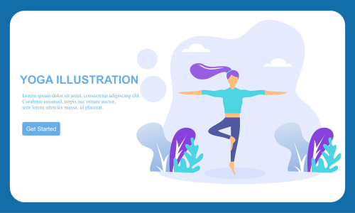 Flat design women's meditation pose yoga illustration vector