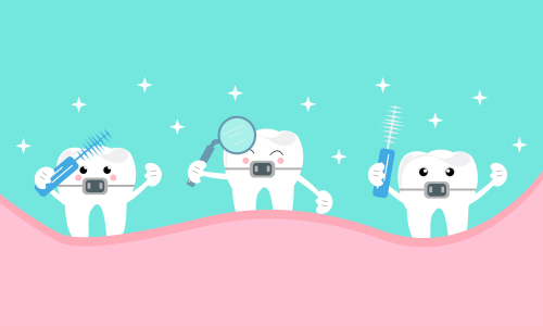 Dental mascot, tooth mascot care concept clean and dirty tooth vector illustration