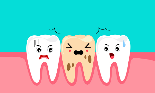 Dental mascot, tooth mascot care concept clean and dirty tooth vector illustration