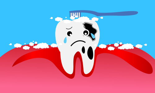 Dental mascot, tooth mascot care concept clean and dirty tooth vector illustration