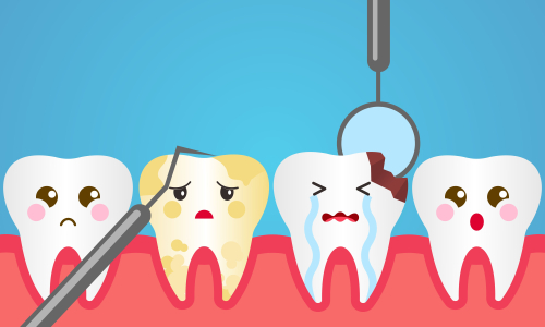 Dental mascot, tooth mascot care concept clean and dirty tooth vector illustration