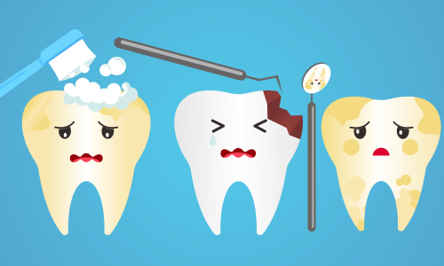 Dental mascot, tooth mascot care concept clean and dirty tooth vector illustration