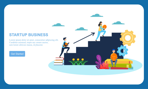 Business startup, business idea concept modern flat design vector illustration