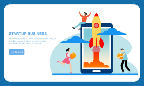 Business startup, business idea concept modern flat design vector illustration