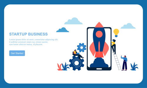 Business startup, business idea concept modern flat design vector illustration