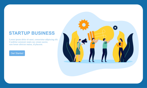 Business startup, business idea concept modern flat design vector illustration