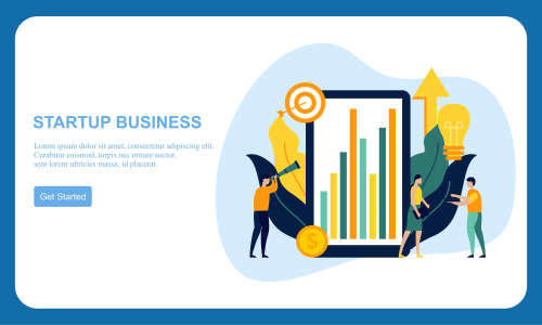 Business startup, business idea concept modern flat design vector illustration