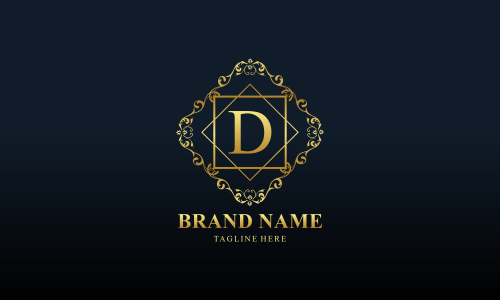 Ornamental luxury golden logo design vector illustration