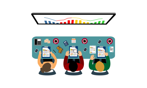 Flat design for business teamwork, analysis, consulting, project management, financial report and strategy . Illustration oncepts web banner and printed materials.