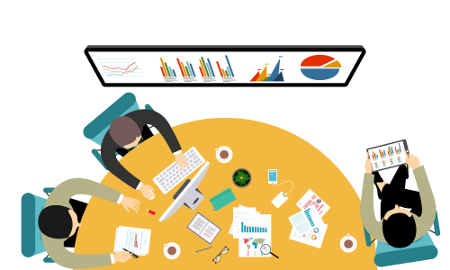 Flat design for business teamwork, analysis, consulting, project management, financial report and strategy . Illustration oncepts web banner and printed materials.