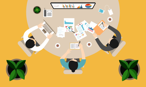 Flat design for business teamwork, analysis, consulting, project management, financial report and strategy . Illustration oncepts web banner and printed materials.