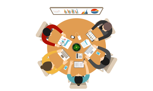 Flat design for business teamwork, analysis, consulting, project management, financial report and strategy . Illustration oncepts web banner and printed materials.
