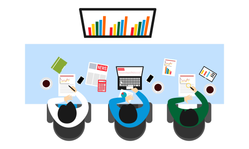 Flat design for business teamwork, analysis, consulting, project management, financial report and strategy . Illustration oncepts web banner and printed materials.
