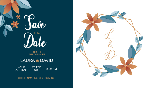 Floral wedding invitation template