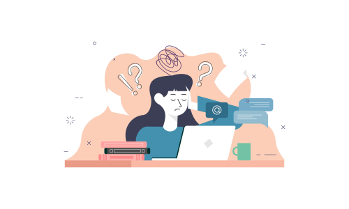 Information overload and multitasking problems concept illustration