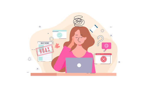 Information overload and multitasking problems concept illustration