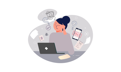 Information overload and multitasking problems concept illustration