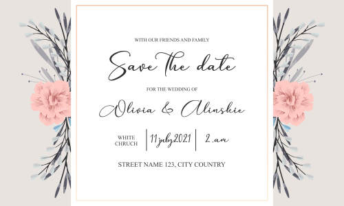 Floral wedding invitation template