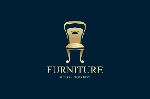 Elegant furniture logo with golden couch