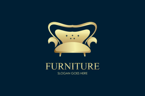 Elegant furniture logo with golden couch