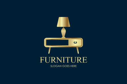 Elegant furniture logo with golden couch