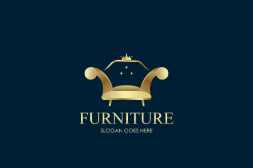 Elegant furniture logo with golden couch