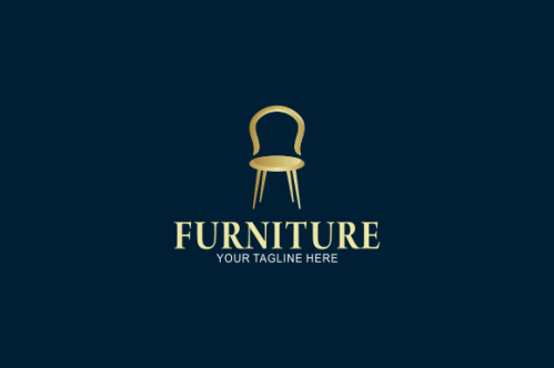 Elegant furniture logo with golden couch