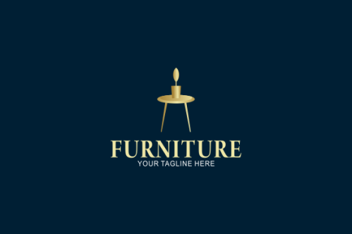 Elegant furniture logo with golden couch