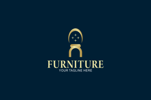 Elegant furniture logo with golden couch