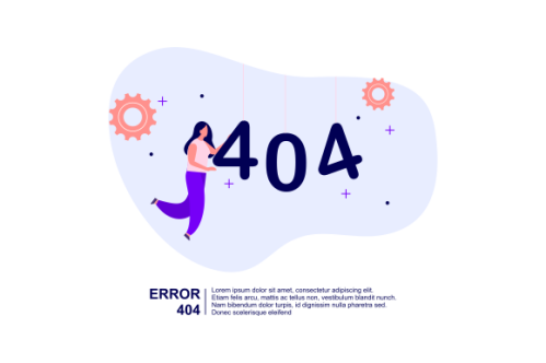 Illustration concept of 404 error page not found system updates