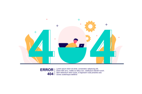 Illustration concept of 404 error page not found system updates