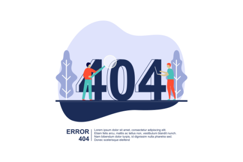 Illustration concept of 404 error page not found system updates