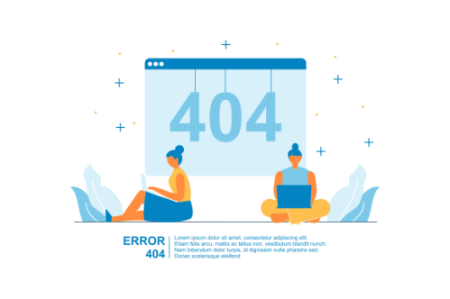 Illustration concept of 404 error page not found system updates