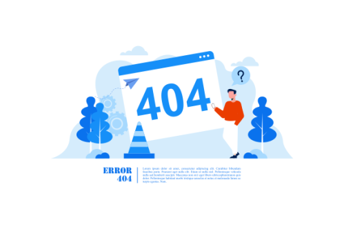 Illustration concept of 404 error page not found system updates