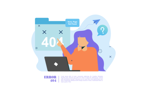 Illustration concept of 404 error page not found system updates