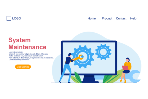 Landing page template of System Maintenance Illustration Concept. Modern Flat design concept of web