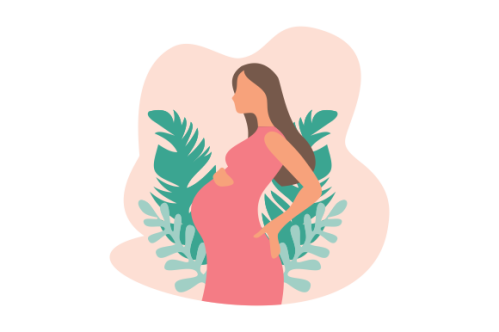 Pregnant woman logo modern flat design illustration